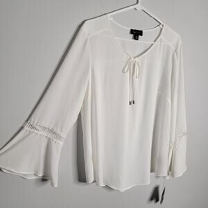 Off White Cream Peasant Bell Sleeve NEW Blouse XL Career Office AB Studio NWT